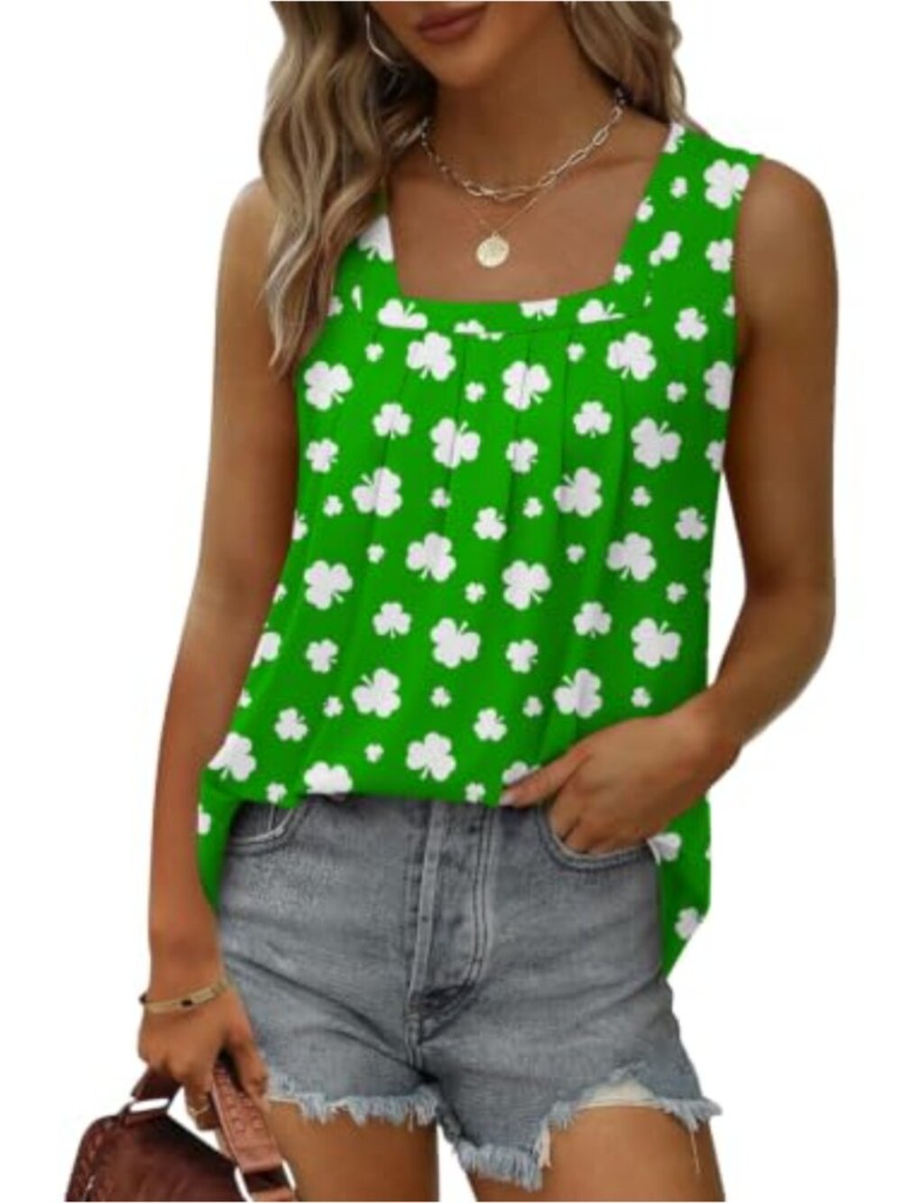 AGSEEM Womens Babydoll Tank Top V Neck Ruffle Sleeve Pleated Peplum